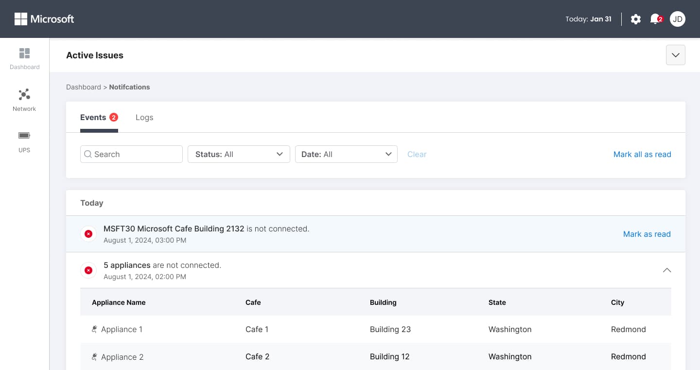 DISH Notification Management — alert configuration